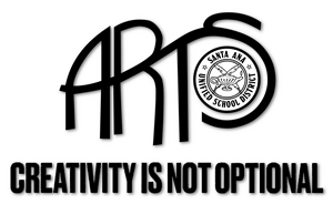 SAUSD ARTS logo with Creativity is not Optional tagline 